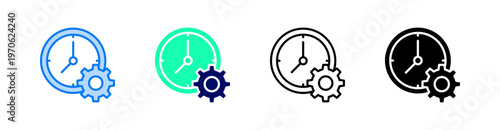 Time Management Multiple Style Icon Set Vector 