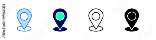 Location Multiple Style Icon Set Vector 