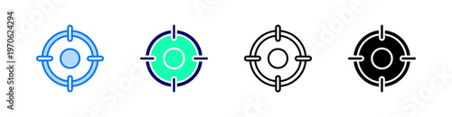 Target Multiple Style Icon Set Vector 