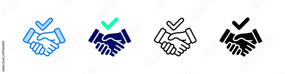 Fototapeta premium Handshake Multiple Style Icon Set Vector 