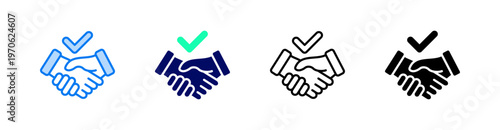 Handshake Multiple Style Icon Set Vector 