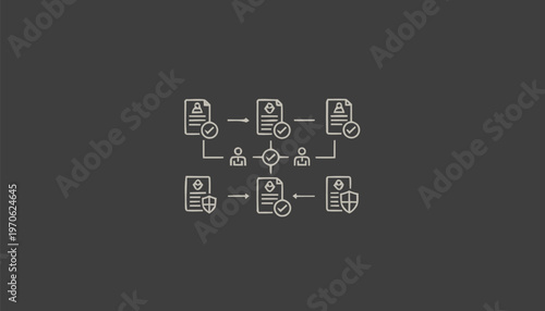Conceptual illustration of document management and data flow processes.