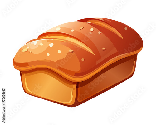 Rectangular whole wheat bread loaf perfect for making healthy sandwiches and nutritious breakfast meals in a modern bakery - Vector Illustration