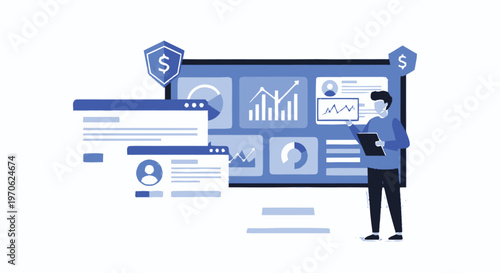 Data analysis dashboard with charts and graphs for business intelligence.