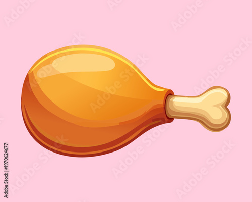 Fried chicken drumstick with golden crispy skin for fast food menu and quick snack advertising and restaurant branding - Vector Illustration