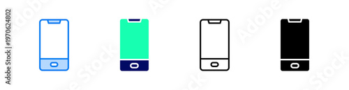 Phone Multiple Style Icon Set Vector 