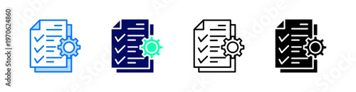 Project Management Multiple Style Icon Set Vector 