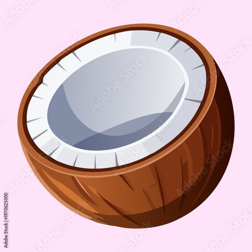 Whole brown coconut with a rough hairy shell for tropical fruit shop and exotic juice bar menu design - Vector Illustration