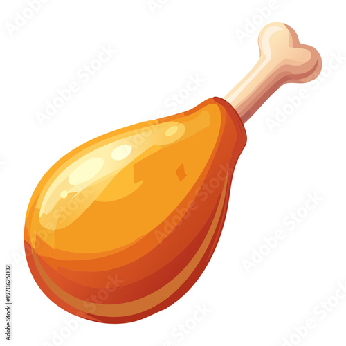 Golden roasted chicken drumstick for fast food restaurant menu and meat lover protein snack advertising and graphic design - Vector Illustration