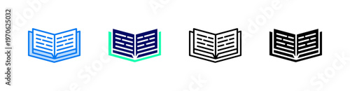 Book Multiple Style Icon Set Vector 