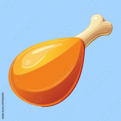 Single fried chicken leg with bone for quick lunch meal and catering service menu and food truck branding - Vector Illustration