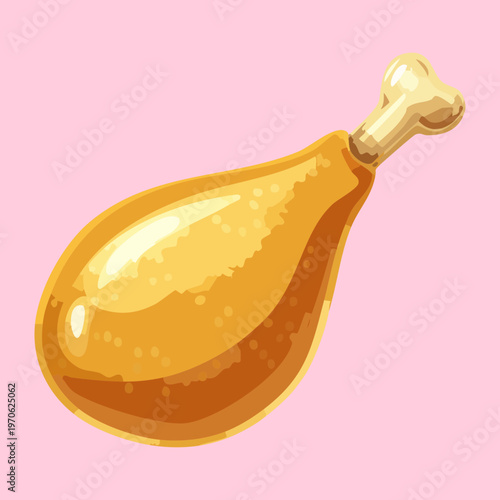 Single roasted turkey leg with crispy skin for thanksgiving dinner and holiday feast menu and traditional meat recipes - Vector Illustration