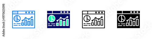Statistics Multiple Style Icon Set Vector 