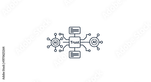 Conceptual illustration of AI trust and data security in digital networks.