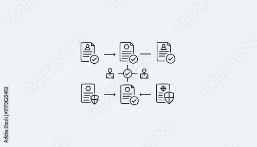 Conceptual illustration of document workflow and data protection processes.