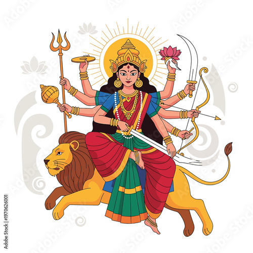 Hindu Goddess Durga Riding Lion 2.