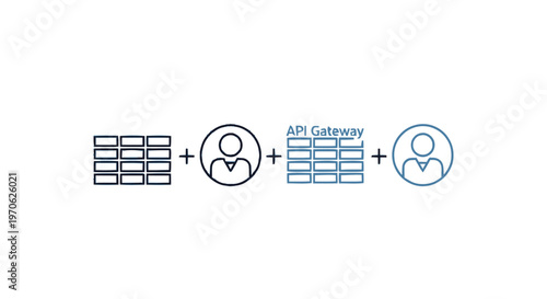 Conceptual illustration of API Gateway with database and users.
