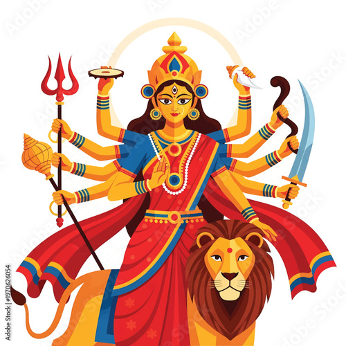Hindu Goddess Durga Riding Lion 4.