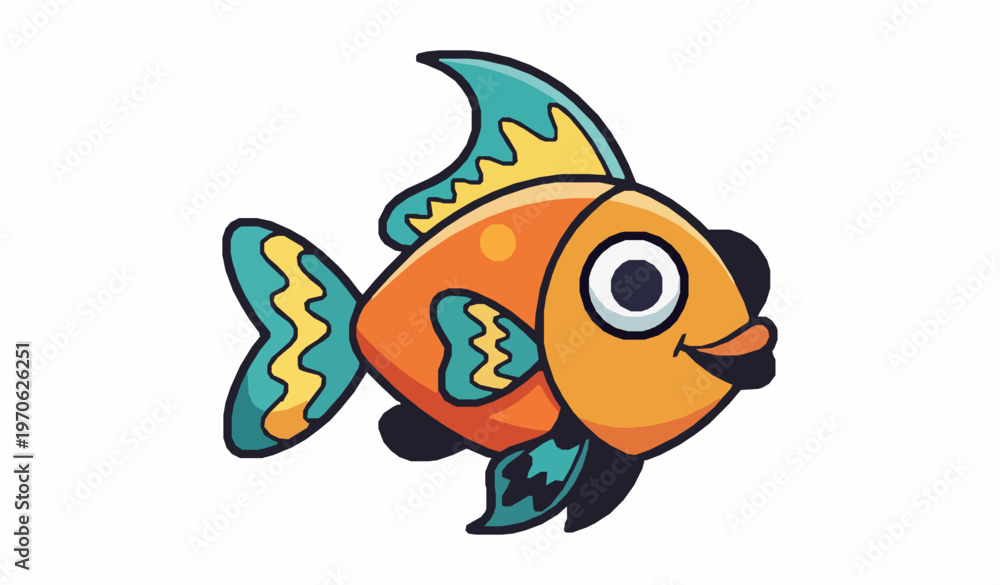 Naklejka premium Colorful tropical fish icon vector cartoon aquarium animal symbol isolated on white background