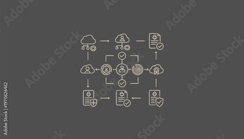 Data flow diagram illustrating cloud computing and file management.