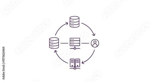 Data flow and network architecture with databases and user interaction.