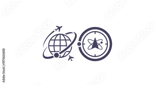 Conceptual illustration of global travel and scientific exploration.