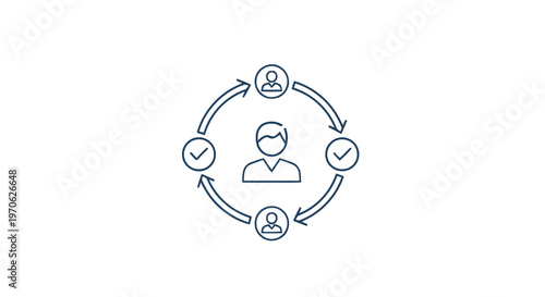 Customer Relationship Management Cycle Icon Showing User Interaction.