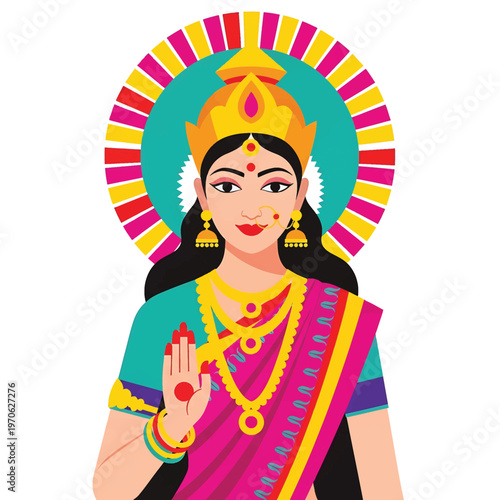 Woman Wearing Traditional Indian Attire Jewellery.