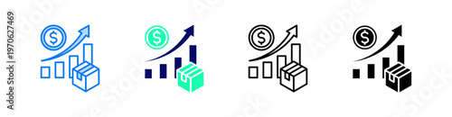 Profit Multiple Style Icon Set Vector 