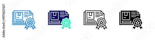 Certification Multiple Style Icon Set Vector 