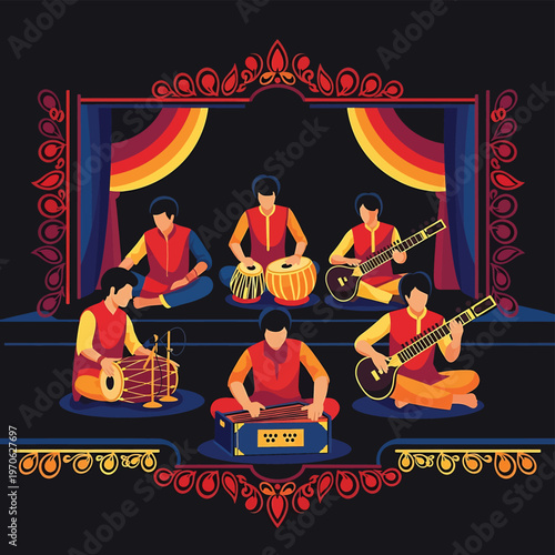 Indian classical musicians playing traditional instruments 2.