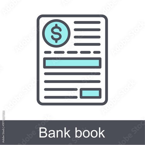 Bank Book Blue Vector Icon On White Background 