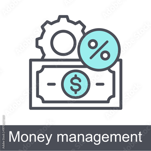 Money Management Blue Vector Icon On White Background 