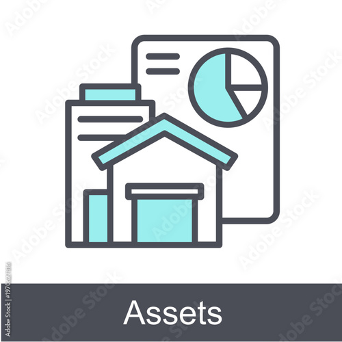 Assets Blue Vector Icon On White Background 