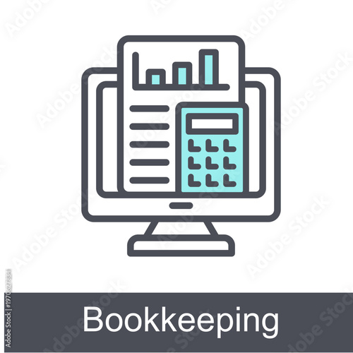 Bookkeeping Blue Vector Icon On White Background 