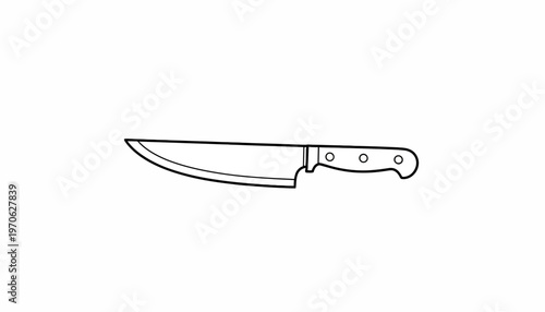 Chef Knife Outline Illustration, Kitchen Utensil, Cooking Tool, Simple Line Art