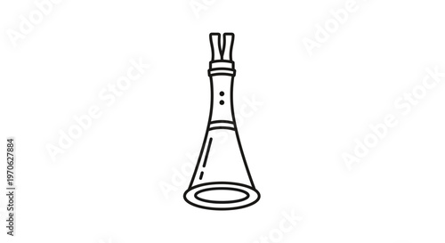 Clarinet bell icon, black and white line drawing, musical instrument symbol