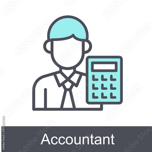 Accountant Blue Vector Icon On White Background 