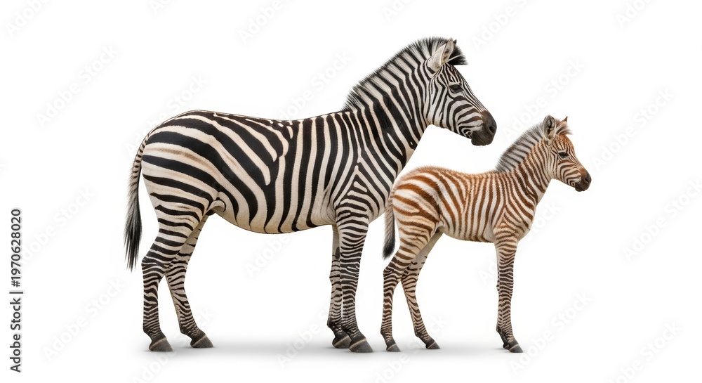Obraz premium Majestic Striped Zebra and Offspring Looking Forward