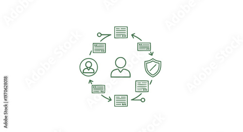 Conceptual illustration of data protection, security, and information management.