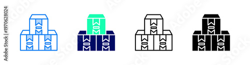Box Multiple Style Icon Set Vector 
