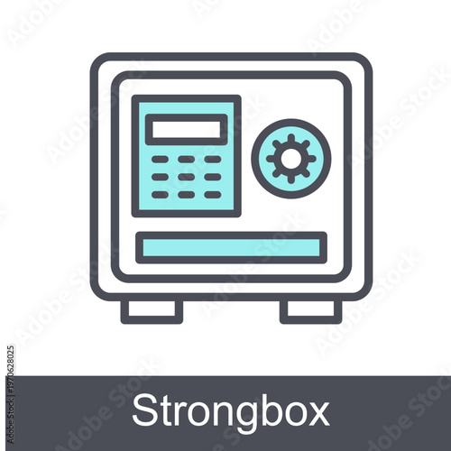 Strongbox Blue Vector Icon On White Background 
