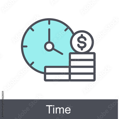 Time Blue Vector Icon On White Background 