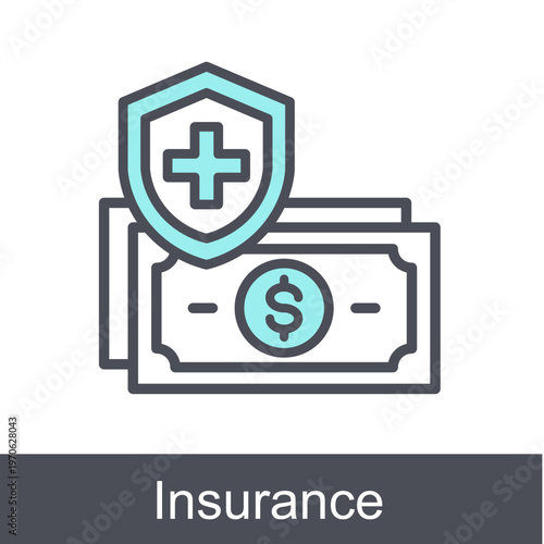 Insurance Blue Vector Icon On White Background 
