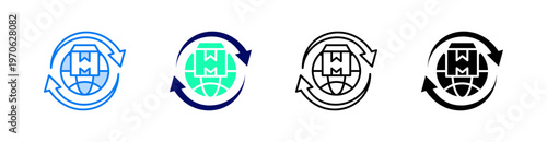 Logistics Multiple Style Icon Set Vector 