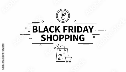 Black Friday Shopping Concept with Parking Icon and Shopping Bag