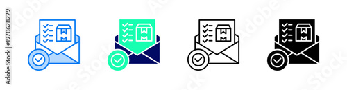 Order Completed Multiple Style Icon Set Vector 