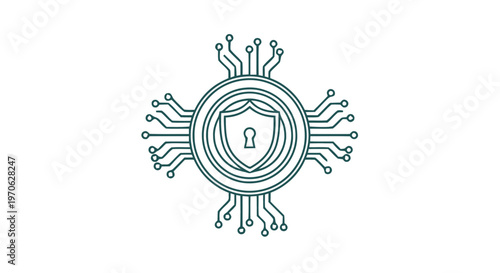 Cybersecurity Shield with Keyhole Icon for Data Protection.