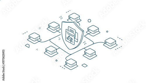 Cyber security protection shield icon.