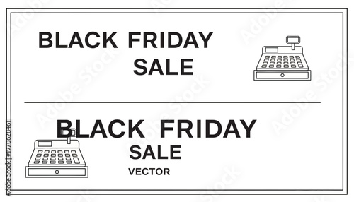 Black Friday Sale Announcement with Cash Register Icons - Vector Graphic